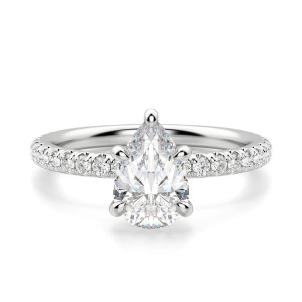 Arezzo Accented Pear Cut Engagement Ring, Default, 14K White Gold, Platinum, 
