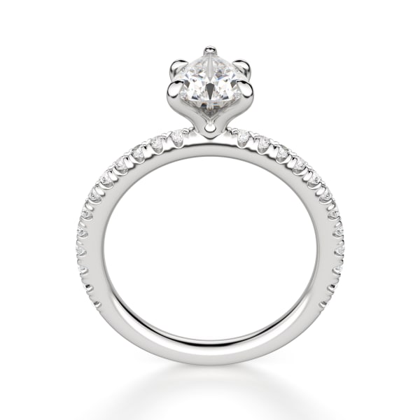 Arezzo Accented Pear Cut Engagement Ring, Hover, 14K White Gold, Platinum, 