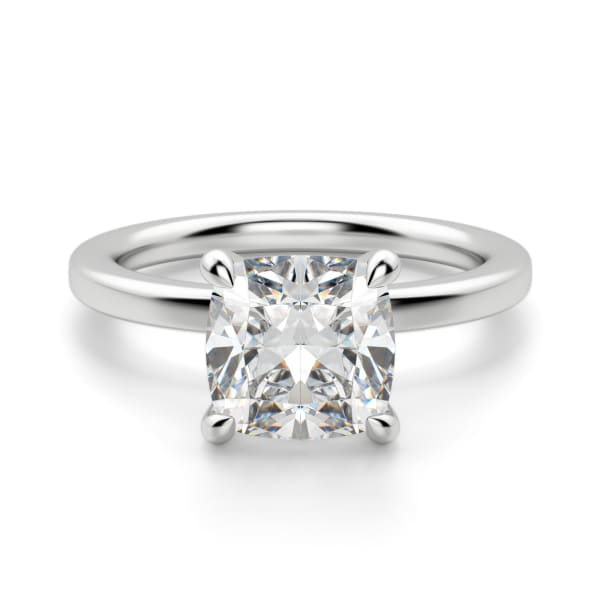 Arezzo Classic Cushion Cut Engagement Ring, Default, 14K White Gold, Platinum