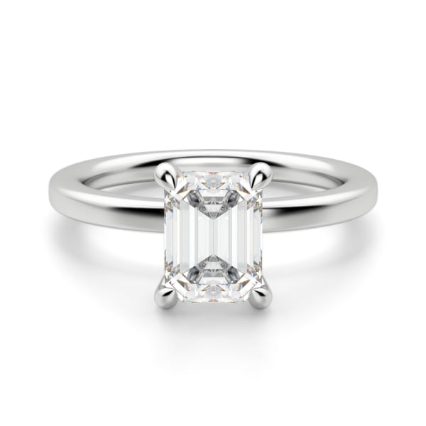 Arezzo Classic Emerald Cut Engagement Ring, Default, 14K White Gold, Platinum