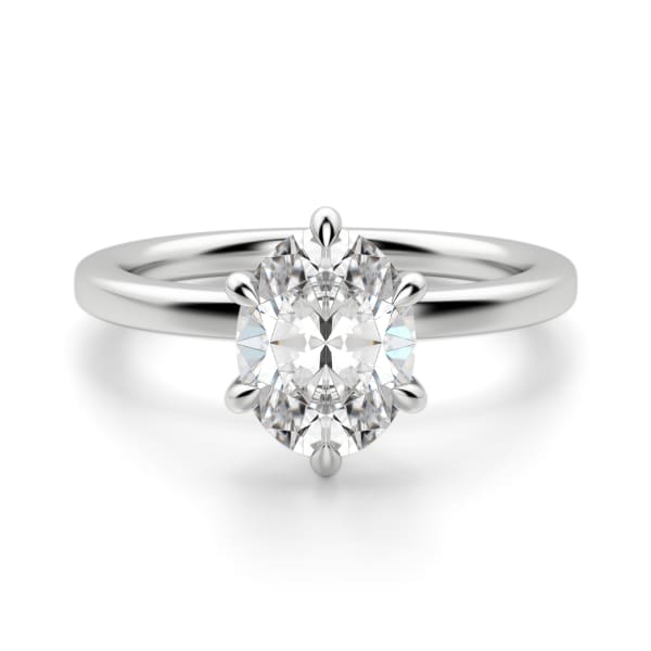 Arezzo Classic Oval Cut Engagement Ring, Default, 14K White Gold, Platinum