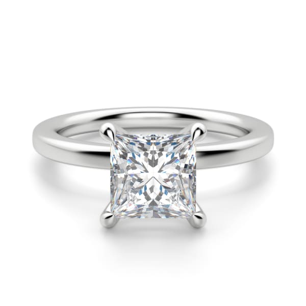Arezzo Classic Princess Cut Engagement Ring, Default, 14K White Gold, Platinum