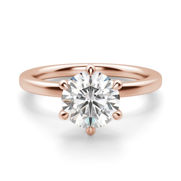 Arezzo Classic Round Cut Engagement Ring, Default, 14K Rose Gold,