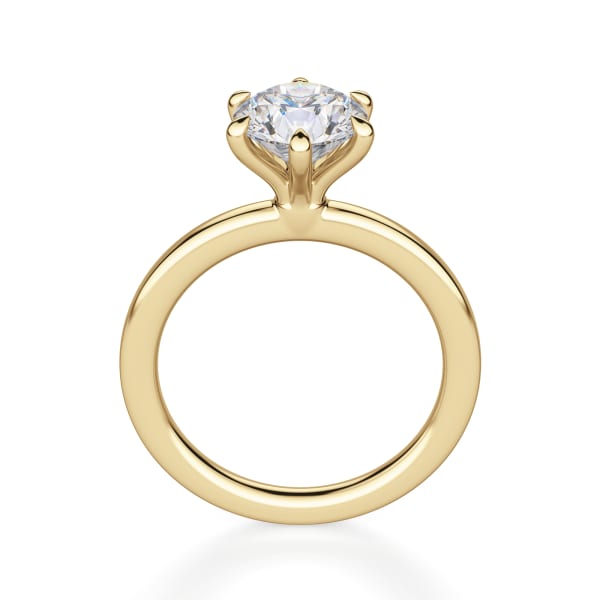 Arezzo Classic Round Cut Engagement Ring, Hover, 14K Yellow Gold,