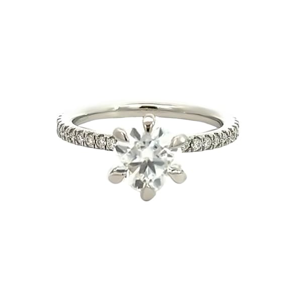 Arezzo Accented Engagement Ring With 1.75 Round Center DEW Ring Size 6.75 Platinum Moissanite, Default,