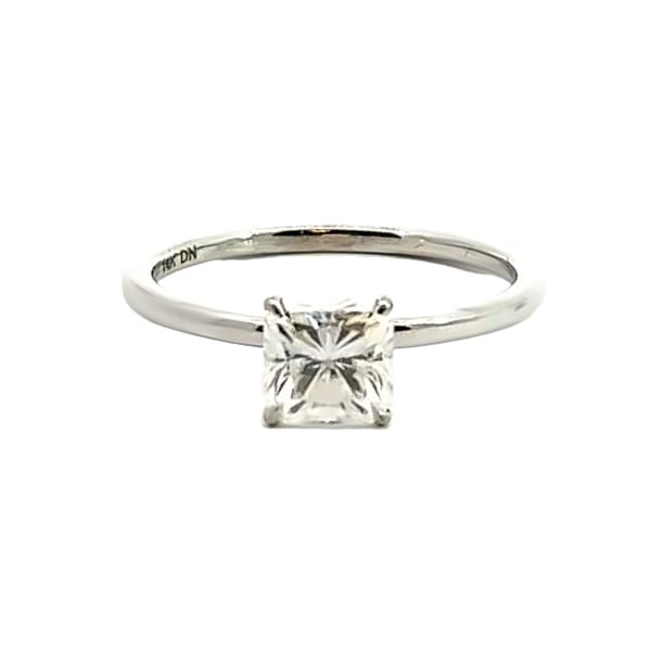 Arezzo Classic Engagement Ring With 1.25 Ct Cushion Center Ring Size 8 14K White Gold Moissanite, Default,