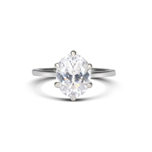 Arezzo Classic Engagement Ring With 2.00 ct Oval Center DEW Ring Size 5.75 14K White Gold Nexus Diamond Alternative, Default,