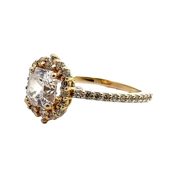 Barcelona Engagement Ring With 1.50 Ct Asscher Center Ring Size 6.5-8 14K Yellow Gold Nexus Diamond Alternative, Hover,