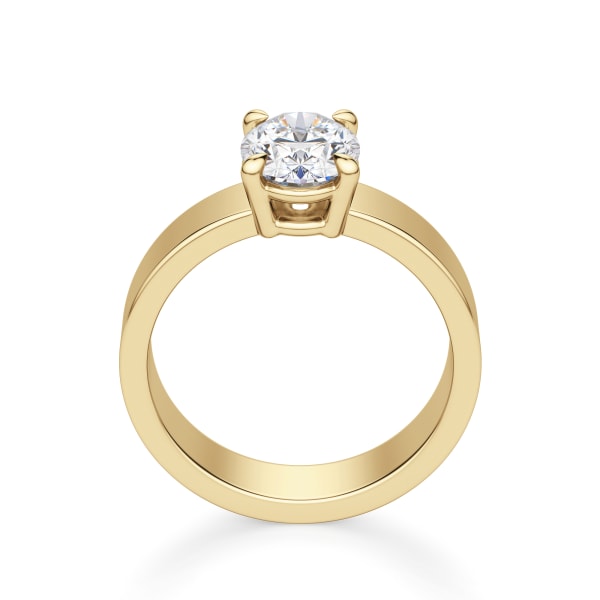 Basket Set Bold Oval Cut Engagement Ring, Hover, 14K Yellow Gold,