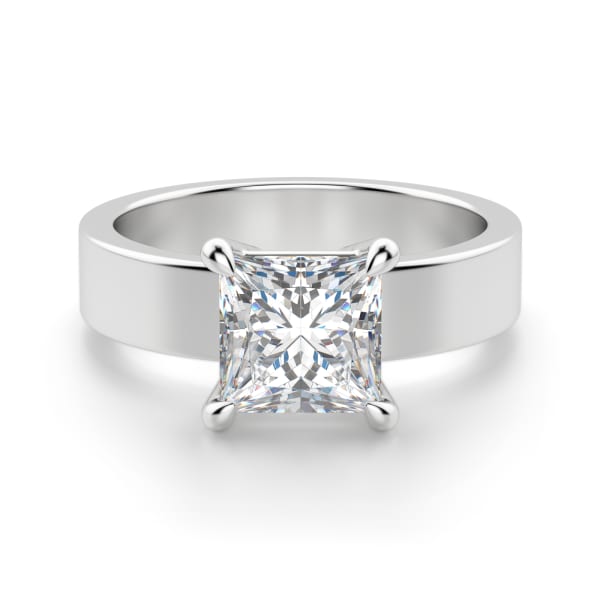 Basket Set Bold Princess Cut Engagement Ring, Default, 14K White Gold,