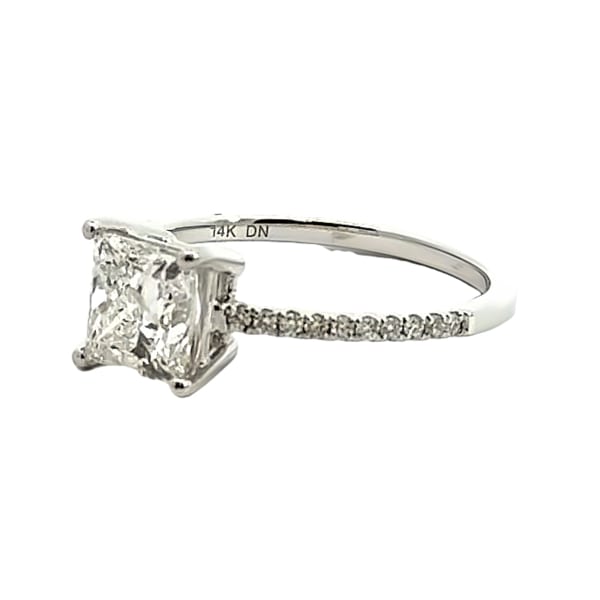 Basket Set Accented Engagement Ring With 2.00 Ct Princess Center Ring Size 8.5-10 14K White Gold Lab Grown Diamond, Hover,