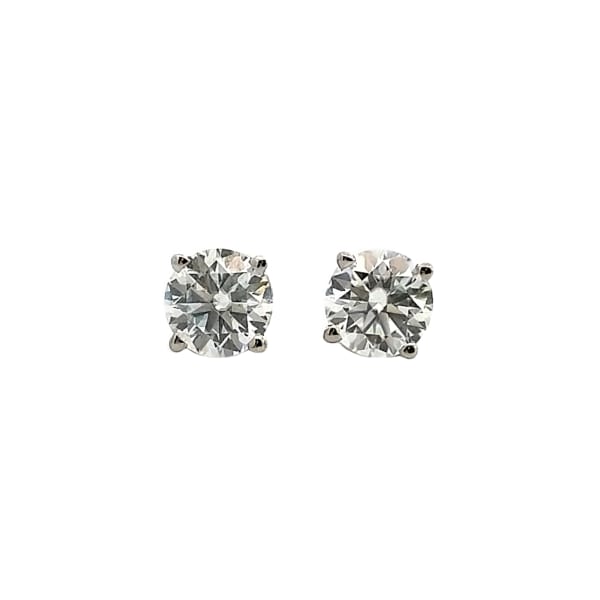Basket Set Screw Back Earrings With 3.00 Cttw Round Centers DEW 14K White Gold Moissanite, Default,