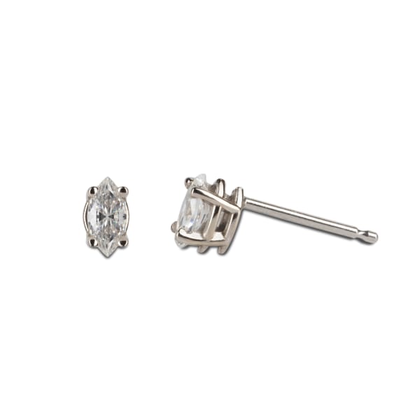 Basket Set Tension Back Earrings With 0.30 Tcw Marquise Centers DEW 14K White Gold Nexus Diamond Alternative view2