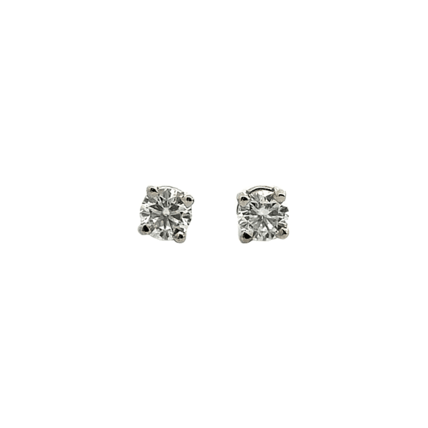 Basket Set Tension Back Earrings With 0.75 Tcw Round Centers DEW 14K White Gold Moissanite, Default,