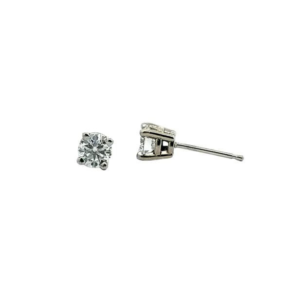 Basket Set Tension Back Earrings With 0.75 Tcw Round Centers DEW 14K White Gold Moissanite, Hover,