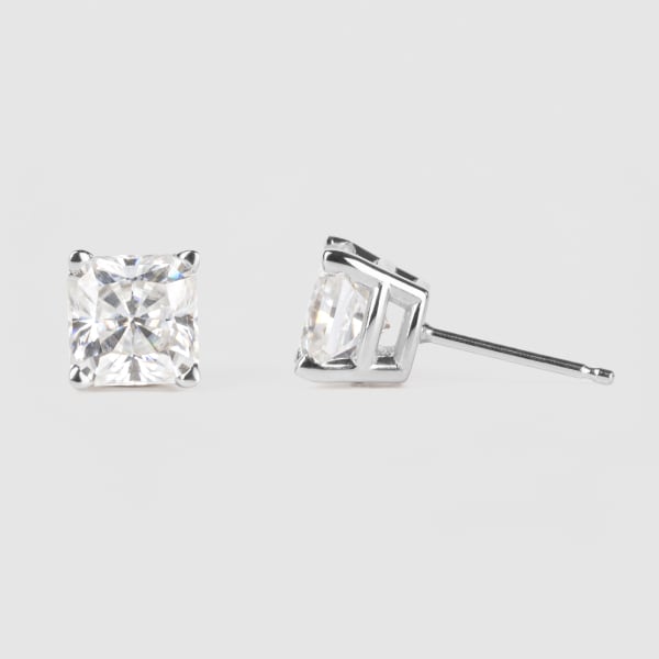 Basket Set, Tension Back Earrings With 0.75 Tcw Cushion Centers, 14K White Gold, Lab Grown Diamond, Hover,