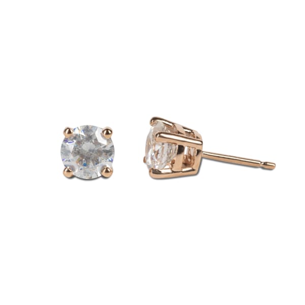 Basket Set, Tension Back Earrings With 2.00 Tcw Round Centers DEW, 14K Rose Gold, Nexus Diamond Alternative, Hover,