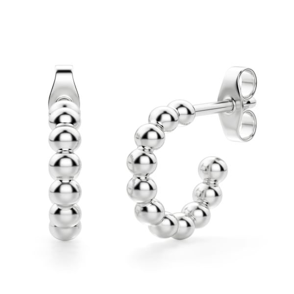 Bead Huggie Earrings Sterling Silver, Default, 