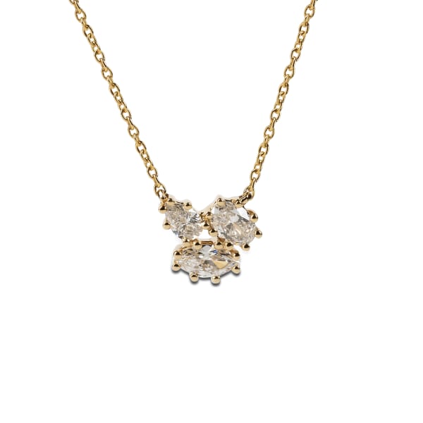 Cluster Necklace, 14K Yellow Gold, Lab Grown Diamond, Default, Hover,