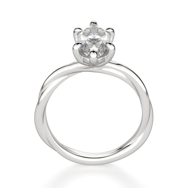 Braided Solitaire Marquise Cut Engagement Ring, Hover, 14K White Gold,