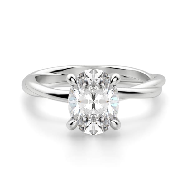 Braided Solitaire Oval Cut Engagement Ring, Default, 14K White Gold,