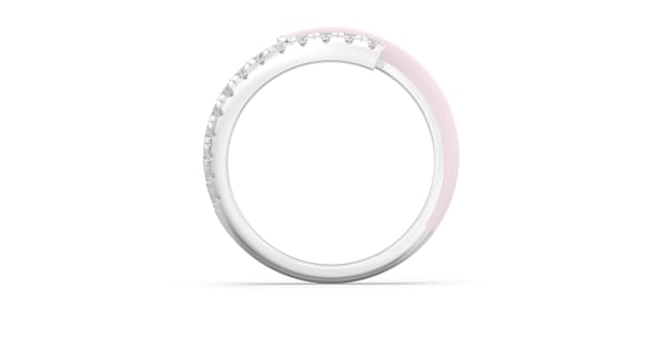 Bypass Ring in Sterling Silver with Single Row of Light Pink Ceramic and Single Row of Lab Grown Diamonds, Hover, 