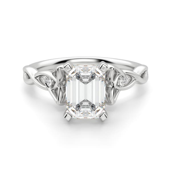 Celtic Knot Emerald Cut Engagement Ring, Default, 14K White Gold,\r
