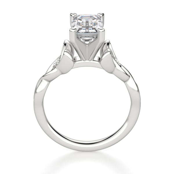 Celtic Knot Emerald Cut Engagement Ring, Hover, 14K White Gold,\r
