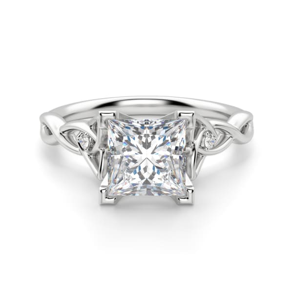 Celtic Knot Princess Cut Engagement Ring, Default, 14K White Gold,\r
