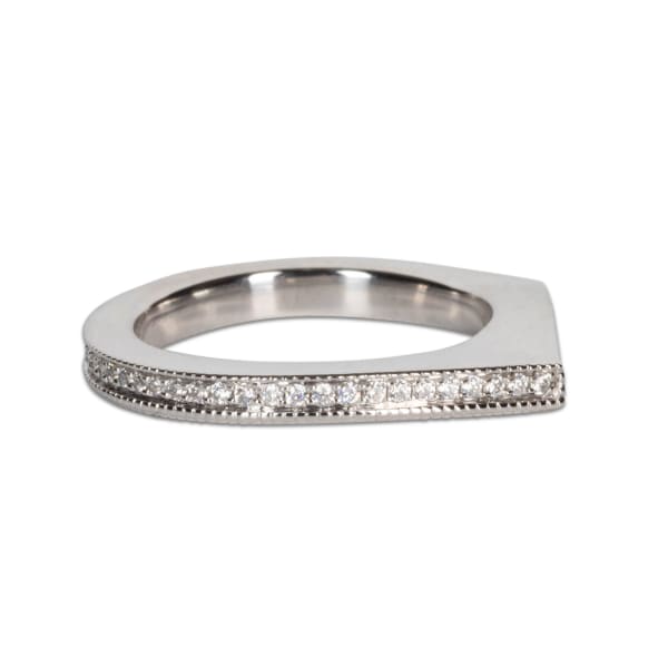 Chelsa Wedding Band Ring Size 5.25 14K White Gold Nexus Diamond Alternative, Hover,