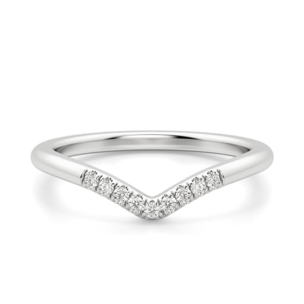 Chevron Petite Accented Band, Default, 14K White Gold