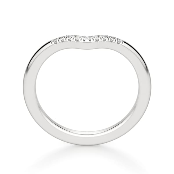 Chevron Petite Accented Band, Hover, 14K White Gold