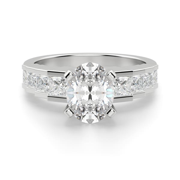 Cinderella Staircase Oval Cut Engagement Ring, Default, 14K White Gold, Platinum,