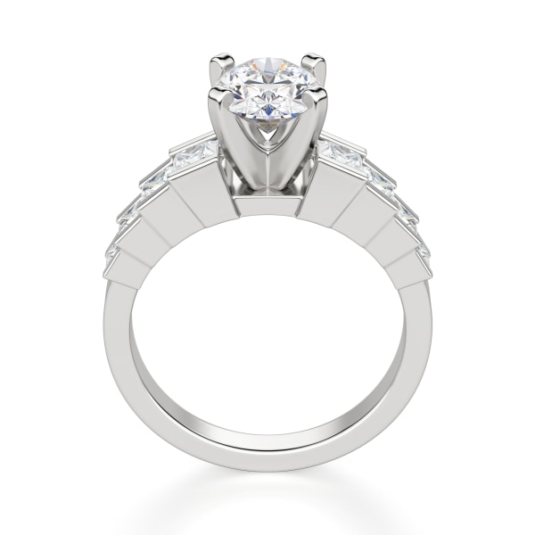 Cinderella Staircase Oval Cut Engagement Ring, Hover, 14K White Gold, Platinum,