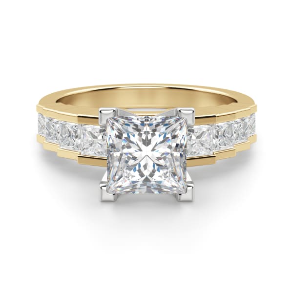 Cinderella Staircase Princess Cut Engagement Ring, Default, 14K Yellow Gold,