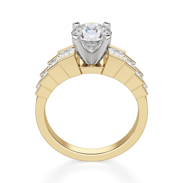 Cinderella Staircase Round Cut Engagement Ring, Hover, 14K Yellow Gold, 