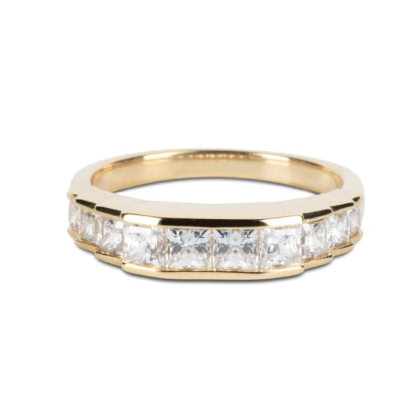 Cinderella Staircase Wedding Band Ring Size 5.5-6.5 14K Yellow Gold Nexus Diamond Alternative, Default,