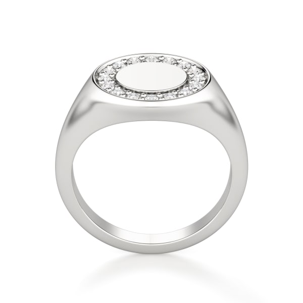 Pavé Circle Signet Ring, Hover, 14K White Gold,
