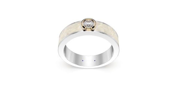 Classic Band in Sterling Silver with Pearl White Ceramic and Round Bezel set Lab Grown Diamond, Default, 