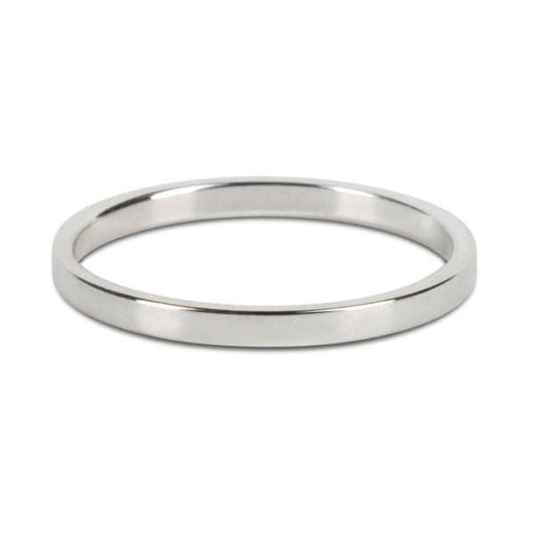 Classic Flat Wedding  Band, 2MM, Ring Size 8-11,  14K White Gold, Default, Hover,