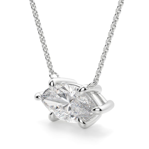 East-West Marquise Cut Necklace, Hover, 14K White Gold,