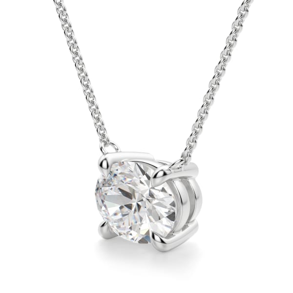 East-West Oval Cut Necklace, Hover, 14K White Gold, 