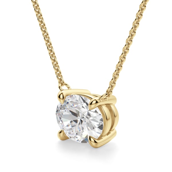 East-West Oval Cut Necklace, Hover, 14K Yellow Gold, 
