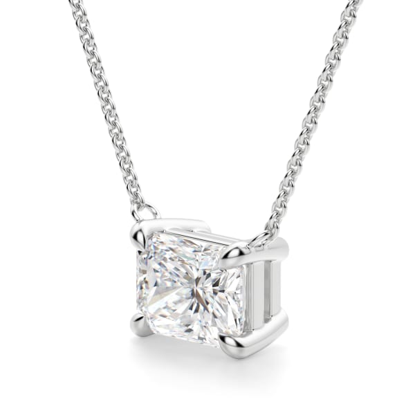 East-West Radiant Cut Necklace, Hover, 14K White Gold, 