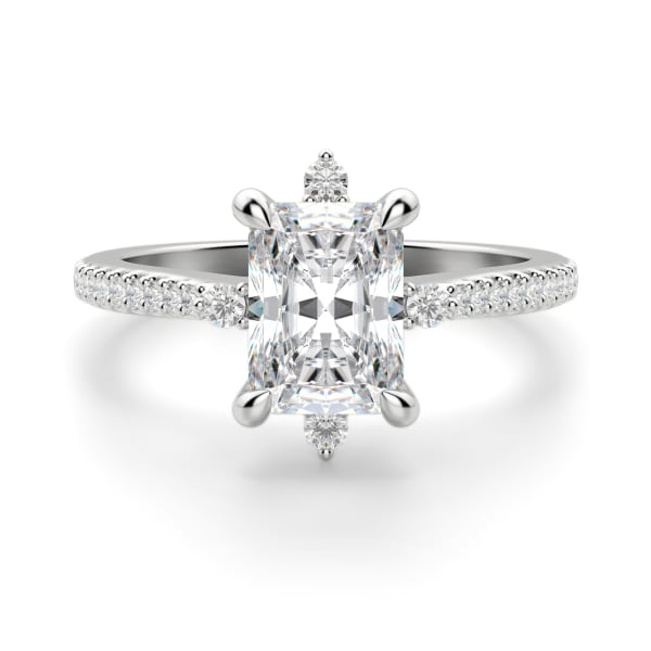Compass Accented Radiant Cut Engagement Ring, Default, 14K White Gold,