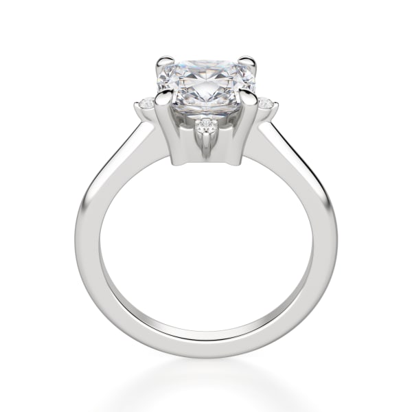 Compass Classic Cushion Cut Engagement Ring, Hover, 14K White Gold,