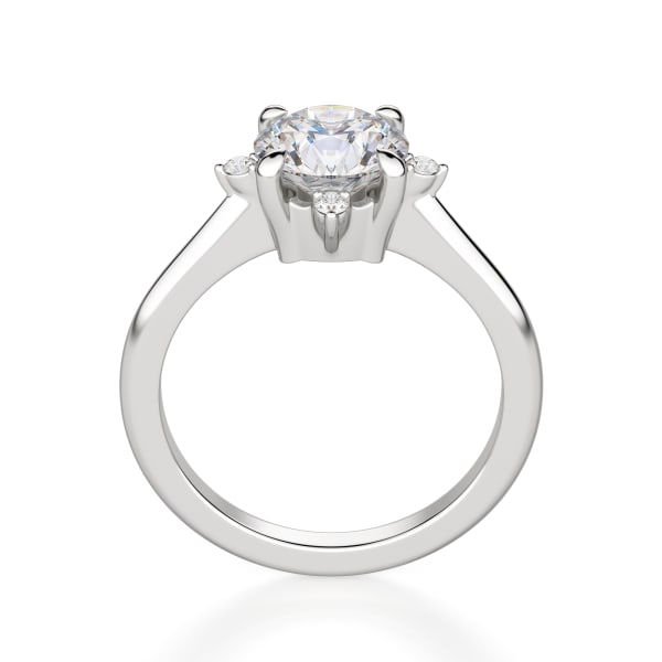 Compass Classic Round Cut Engagement Ring, Hover, 14K White Gold,