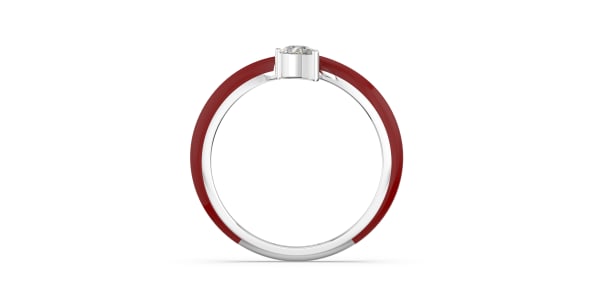Contemperory Bypass Ring in Sterling Silver with Bright Red Ceramic and Pear Shaped Lab Grown Diamond, Hover,