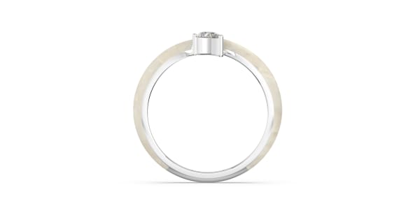 Contemperory Bypass Ring in Sterling Silver with Pearl White Ceramic and Pear Shaped Lab Grown Diamond, Hover, 