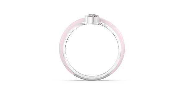 Contemperory Bypass Ring in Sterling Silver with light Pink Ceramic and Pear Shaped Lab Grown Diamond, Hover,